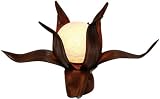 Deko-Leuchte BLÜTE KARIMA, 8 Blätter, 40 cm, Tisch-Lampe aus Natur-Materialien, Stimmungsleuchte