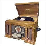 Crosley CR72-OA Mission Stack O Matic Oak Record / CD / Cassette Player