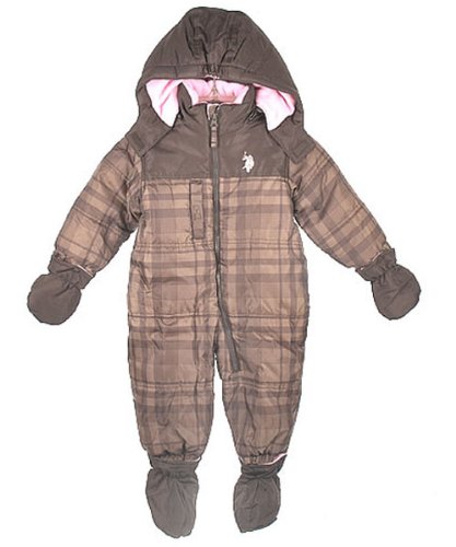 U.S. Polo Assn. Girls 1-Piece Snorkel Snowsuit (Sizes 12M - 24M)