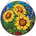 Sunflower Field Stained Glass Art Panel Suncatcher Window 10 W X 10 H Joan Baker Designs AP489