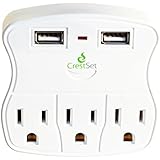 CrestSet Portable Wall Outlet - Features 2 USB Ports 3 AC Ports - 5-Outlet Power Strip - Mini Travel Plugin - Charge iPhones, iPads, Laptops, Tablets, Bathroom Accessories n More