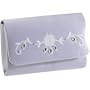 Coloriffics Handbags Satin Clutch with Embroidery and Rhinestones (White)