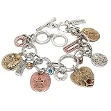 Multi Tone Charm Follow Your Heart Peace Toggle Bracelet