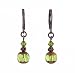 Earrings - E190 - Crystal and Copper Plated Glass Beads ~ Olive Green