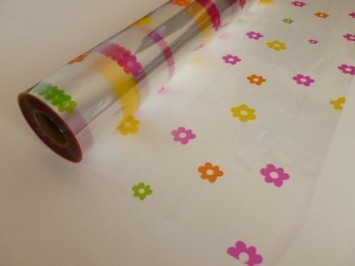 5m x 80cm Roll Multi Coloured Daisy Cellophane Wrap. Florist Quality / Bouque...