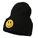 E4hats Smiley Face Embroidered Long Beanie - Black OSFM