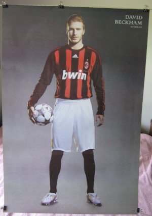 David Beckham POSTER 23.5 x 34 with AC Milan soccer football player personality (sent from USA in PVC pipe)