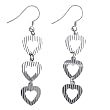 Sterling Silver Triple Heart Dangle Earrings