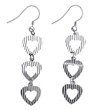 EXP Sterling Silver Triple Heart Dangle Earrings