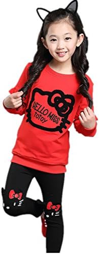 2015 Autumn Girls Fashion Cotton Candy Sportsuits Tracksuits (140cm, Red)