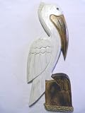 Large Wood Pelican on a Piling Wall Plaque - Nautical Beach Decor