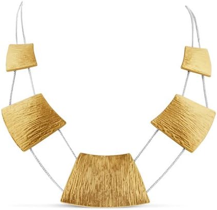 Passiana Brushed Gold Tone Geometric Necklace