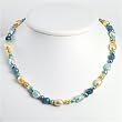 Sterling Silver Blue Jade/Citrine/Multicolored Cultured Pearl Necklace - 18 Inch