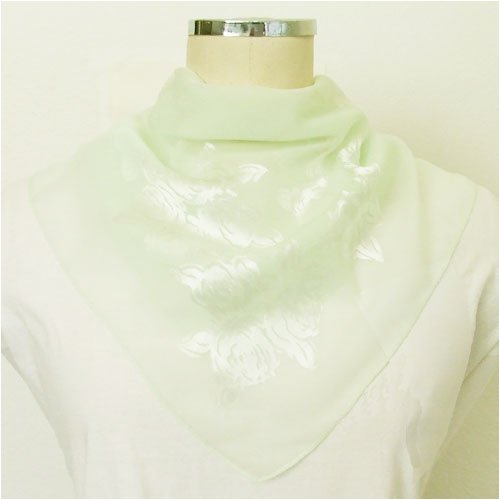 Click here to buy Chiffon Satin Silver Floral Print on Soft Aquamarine - Silk Bandana 21 x 21.