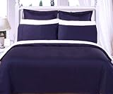 Twin/ Twin Xl Solid Navy Duvet Cover Set 550 Thread Count Egyptian Cotton