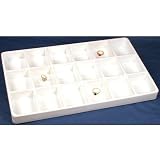 White Stackable Tray Jewelry Gem Travel Display 18 Slot