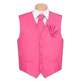 Men's - Fushia - Formal Vest, Necktie and Hanky Set