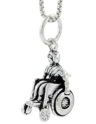 Sterling Silver Wheelchair Pendant, 3/4 inch tall