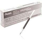 Pentel Refill Ink for BL57/BL77 EnerGel Liquid Gel Pen, Box of 12, 0.7mm, Metal Tip, Black Ink (LR7-A-12)