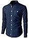 H2H Mens Casual Slim Fit Oxford Mandarin Collar Button-down Shirt With Pocket