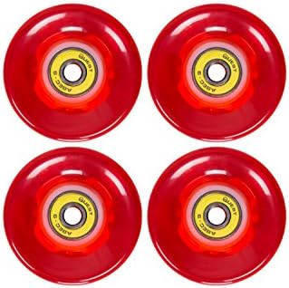 Quest Skateboards Bright Up LED Wheels with Bearings, Red, 70mm