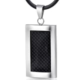 Italian Style Black Carbon Fiber Pendant Necklace for Men