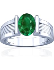 18K White Gold Oval Cut Emerald Womens Astrological Ring