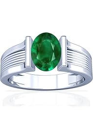 Platinum Oval Cut Emerald Womens Astrological Ring