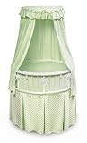 White Elite Oval Bassinet with Sage Furry Dot Bedding