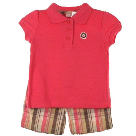 Girls 2pc Embroidered Floral Plaid Short Set ~ Size (4-6x)