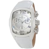 Invicta Women's 0310 Lupah Revlolution Chronograph Silver Dial White Leather Watch