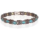 Copper Clad 0.25" Wide Turquoise Ladies Magnetic Bracelet 7.5" Long with Fold over Clasps