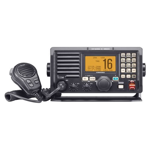 Icom M604A Marine VHF Radio with Built-In Hailer, Alphanumeric Keypad and Front Mount Microphone (Black)