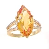 14K 7.30 CT Citrine & Diamond Ring
