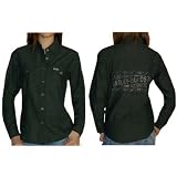 Womens Harley Davidson LS Motor Button Down Denim Racing Shirt – X-Large