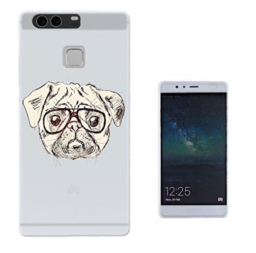c0297 - cool cute fun pug art illustration doodle ner glasses funny love pet dogs Design Huawei Ascend P9 Fashion Trend CASE Gel Rubber Silicone All Edges Protection Case Cover