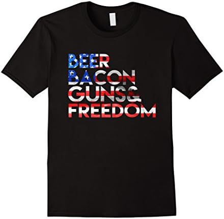 Men's Beer bacon Guns and freedom shirt 2XL Black