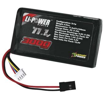 Venom 5C 3S 3000mAh 11.1 Transmitter LiPO Battery for Airtronics Sanwa MX3