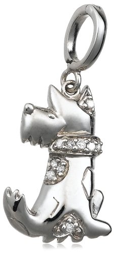 Sterling Silver Diamond Dog Charm