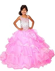 Girls Halter Lace Sequined Crystal Crystals Organza Floor Length Pageant Dress/Party Dress 