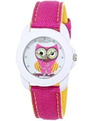 Sprout Womens ST/1061MPDP Swarovski Crystal Accented Owl Dial Dark Pink Organic Cotton Strap Watch