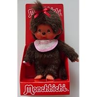 Monchhichi Doll with Pink and White Bib