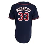 MLB Youth Minnesota Twins Justin Morneau Navy Home Short Sleeve 6 Button Synthetic Replica Baseball Jersey Spring 2011  (Navy, Small)