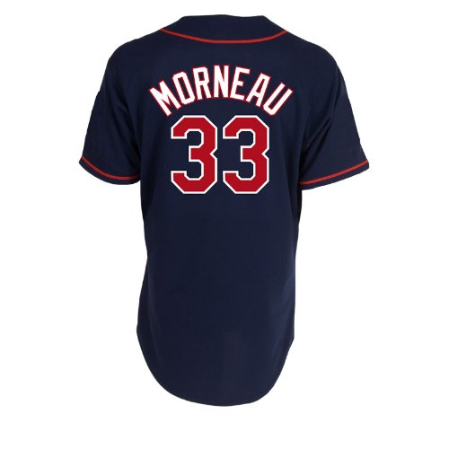 MLB Youth Minnesota Twins Justin Morneau Navy Home Short Sleeve 6 Button Synthetic Replica Baseball Jersey Spring 2011  (Navy, Medium)