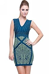 Metallic/Rayon/Spandex/Knit Tiered Open-Back Sweater Bandage Dress 