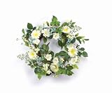 Melrose International Gerber Lisianthus and Cosmos Polyester and Plastic Wreath