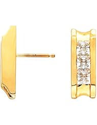 Pair of 14K Yellow Gold Diamond Earrings - 1.00 Ct. -- LIFETIME WARRANTY