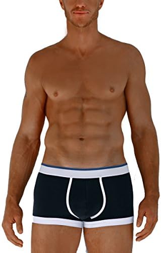 Adrian Bartol Men's Navy &amp; White Cotton Classic Boxer Brief Small