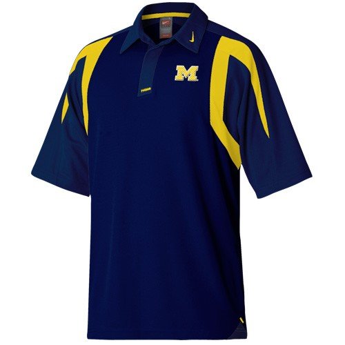 Nike Michigan Wolverines Navy Blue Quick Count Coaches Polo
