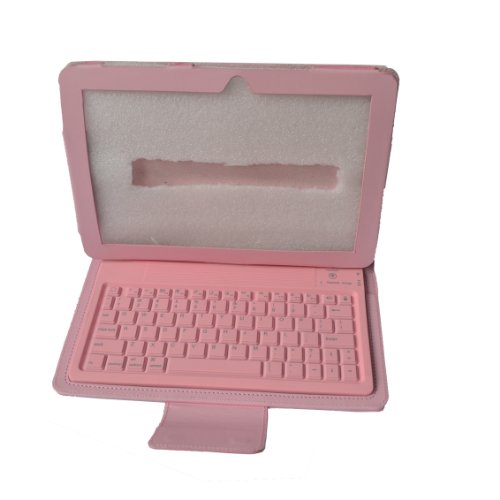 Xtek4U Bluetooth Keyboard Folding Leather Case for Samsung® Galaxy Tab 2 10.1 P5110 P5100 P5113 Pink color On Sale